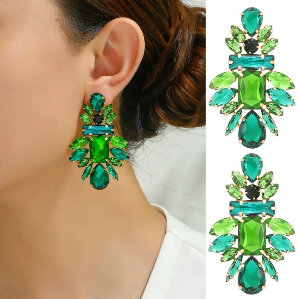 Emerald Green Statement Earrings - image 1